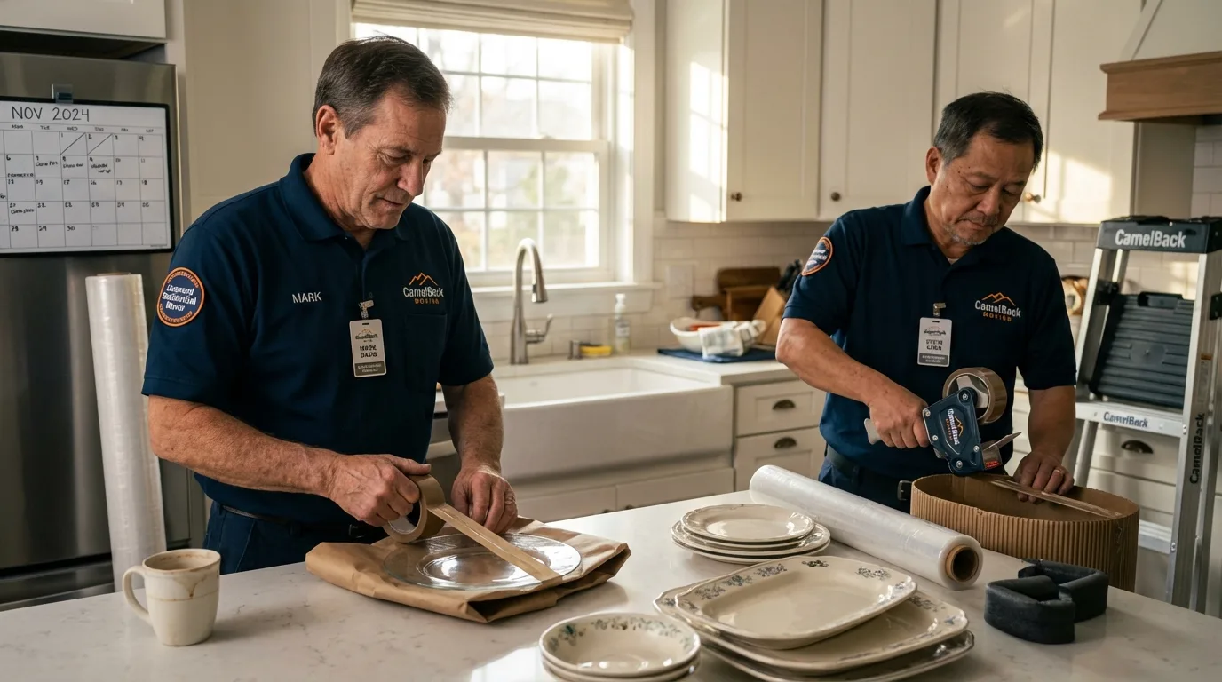 Professional crew packing kitchen dishware in Millersburg, OH
